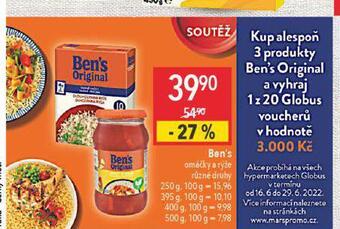Globus Ben's omáčky a rýže nabídka