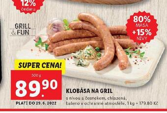 Lidl Klobása na gril nabídka