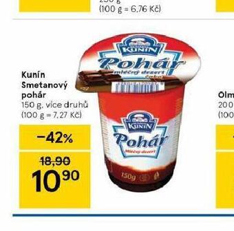 Tesco Kunín smetanový pohár nabídka