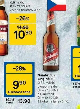 Tesco Pivo gambrinus originál 10 nabídka