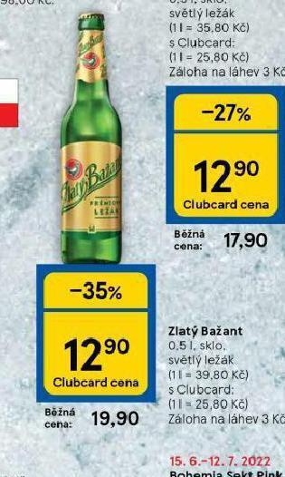 Tesco Pivo zlatý bažant nabídka