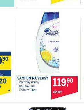 Makro Head & shoulders šampon nabídka