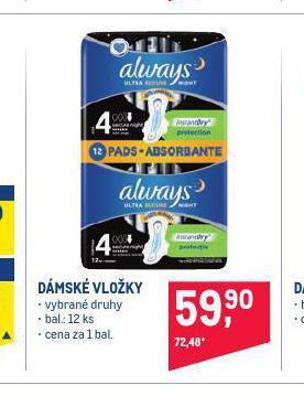 Makro Always dámské vložky nabídka