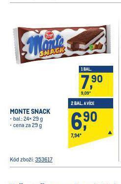 Makro Monte snack nabídka