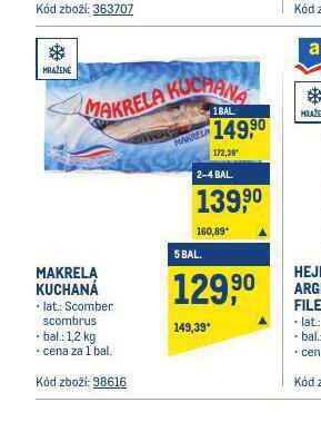 Makro Makrela kuchaná nabídka