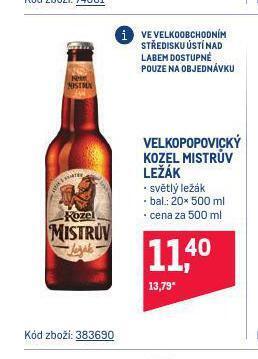 Makro Pivo velkopopovický kozel nabídka