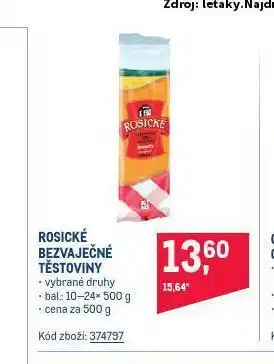 Makro Rosické bezvajecké těstoviny nabídka