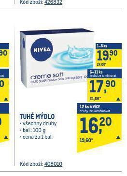 Makro Nivea tuhé mýdlo nabídka