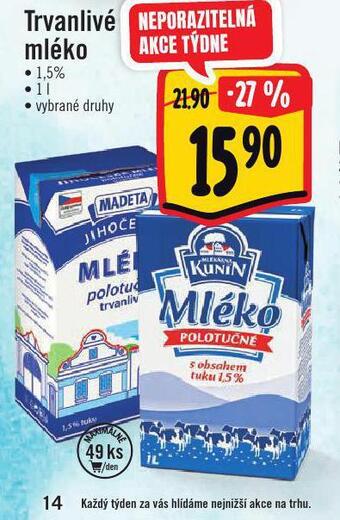 Albert Trvanlivé mléko 1,5% nabídka