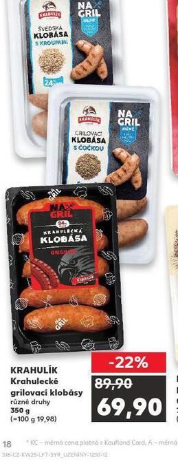 Kaufland Krahulecké grilovací klobásy nabídka
