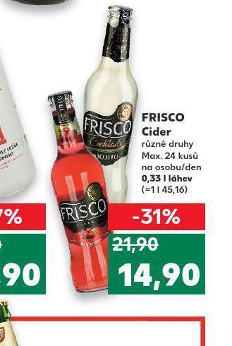 Kaufland Frisco cider nabídka