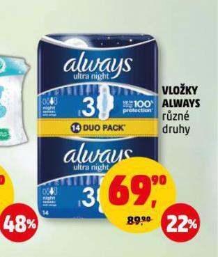 Penny Market Always dámské vložky nabídka