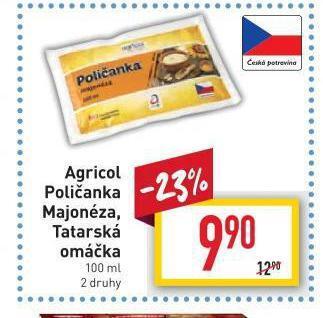 Billa Agricol poličanka majonéza, tatarská omáčka nabídka