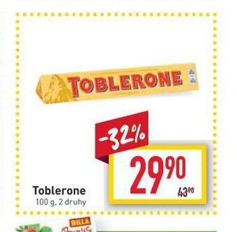 Billa Toblerone nabídka