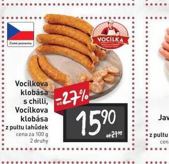 Billa Vocílkova klobása s chilli nabídka