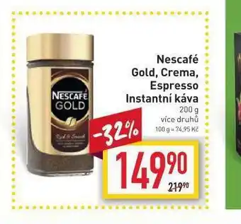 Billa Nescafé gold, crema, espresso instantní káva nabídka