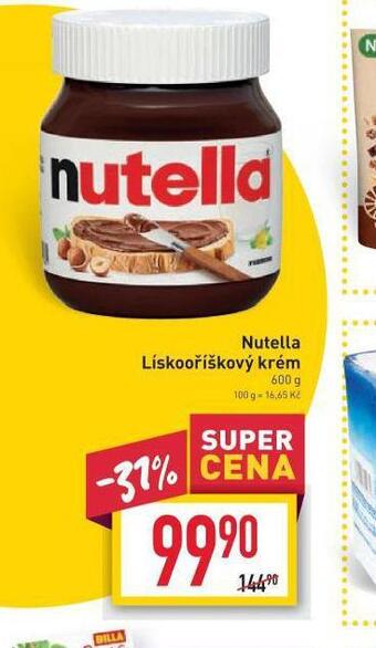 Billa Nutella lískooříškový krém nabídka
