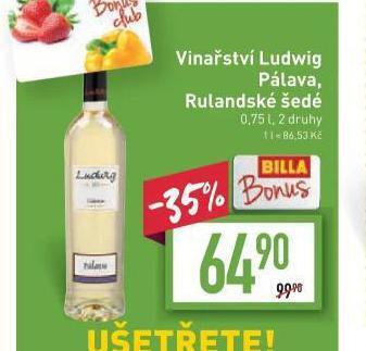 Billa Vinařství ludwig pálava nabídka