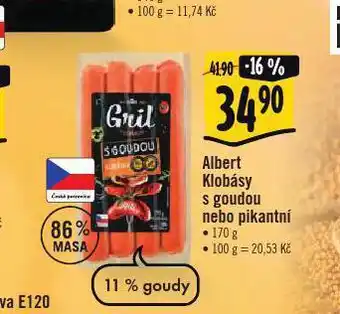 Albert Albert klobásy s goudou, pikantní nabídka