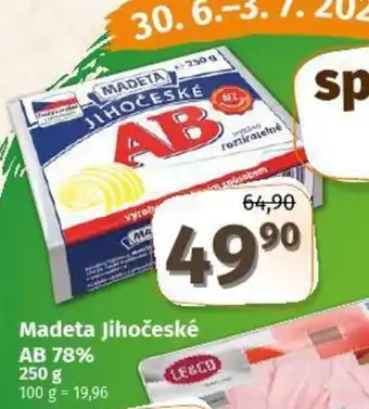Coop Madeta Jihočeské AB 78% 250 g nabídka