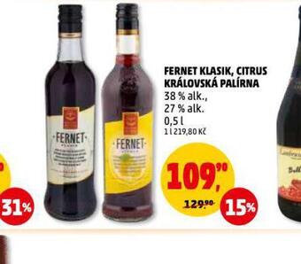 Penny Market Fernet klasik, citrus královská palírna nabídka