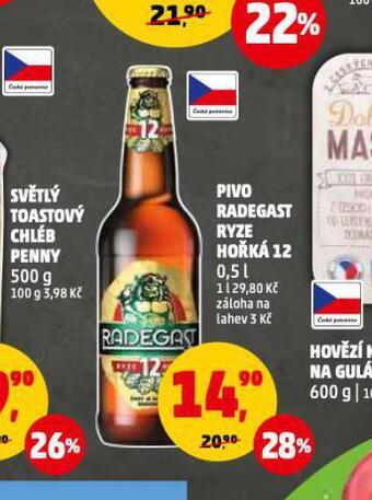 Penny Market Pivo radegast ryze hořká 12 nabídka