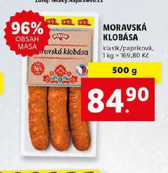Lidl Moravská klobása nabídka