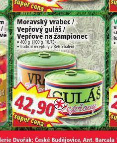 Norma Vepřové na žampionech nabídka