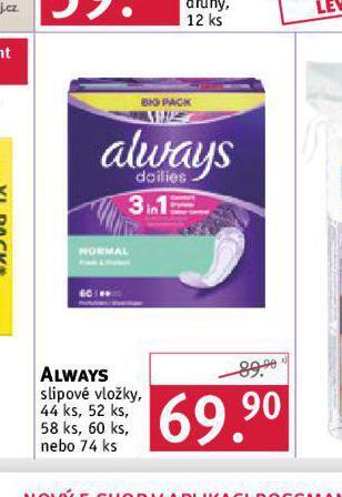 Rossmann Always slipové vložky nabídka