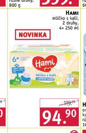 Rossmann Hami mlíčko s kaší nabídka