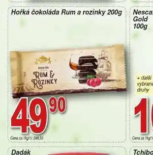 Lidl Hořká čokoláda rum a rozinky nabídka