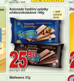 Lidl Kolonáda tradiční oplatky oříškočokoládové nabídka