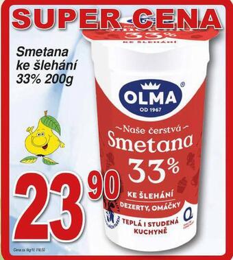 Lidl Smetana ke šlehání 33% nabídka