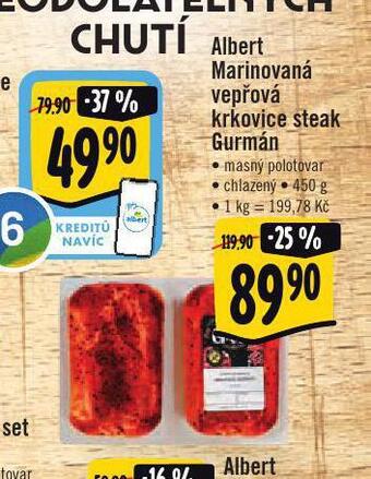 Jip Albert marinovaná vepřová krkovice steak gurmán nabídka