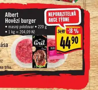 Jip Albert hovězí burger nabídka