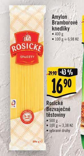 Albert Rosické bezvajecké těstoviny nabídka
