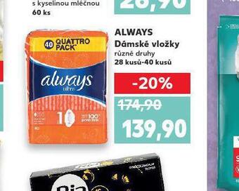Kaufland Always dámské vložky nabídka