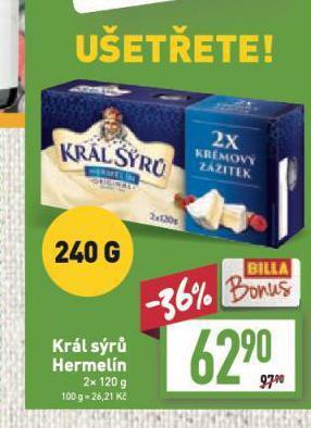 Billa Král sýrů hermelín nabídka