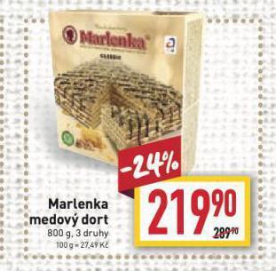 Billa Marlenka medový dort nabídka