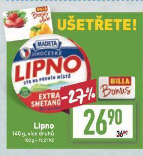 Billa Lipno sýr nabídka