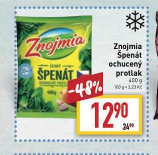 Billa Znojmia špenát nabídka