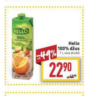 Billa Hello 100% džus nabídka