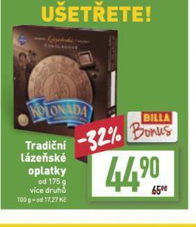 Billa Tradiční lázeňské oplatky nabídka