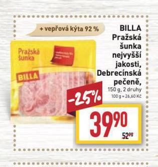 Billa Pražská šunka nabídka