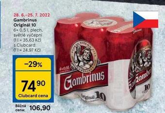 Tesco Pivo gambrinus originál nabídka