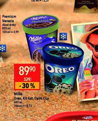 Globus Milka, oreo, kit kat, daim cup nabídka