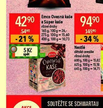 Globus Emco ovesná kaše a super kaše nabídka