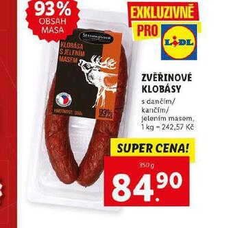Lidl Zvěřinové klobásy nabídka