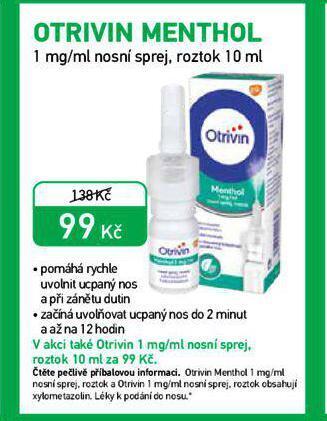 Alphega Lékárna Otrivin menthol nabídka