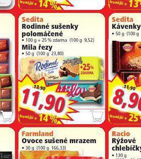 Norma Sedita rodinné sušenky polomáčené nabídka